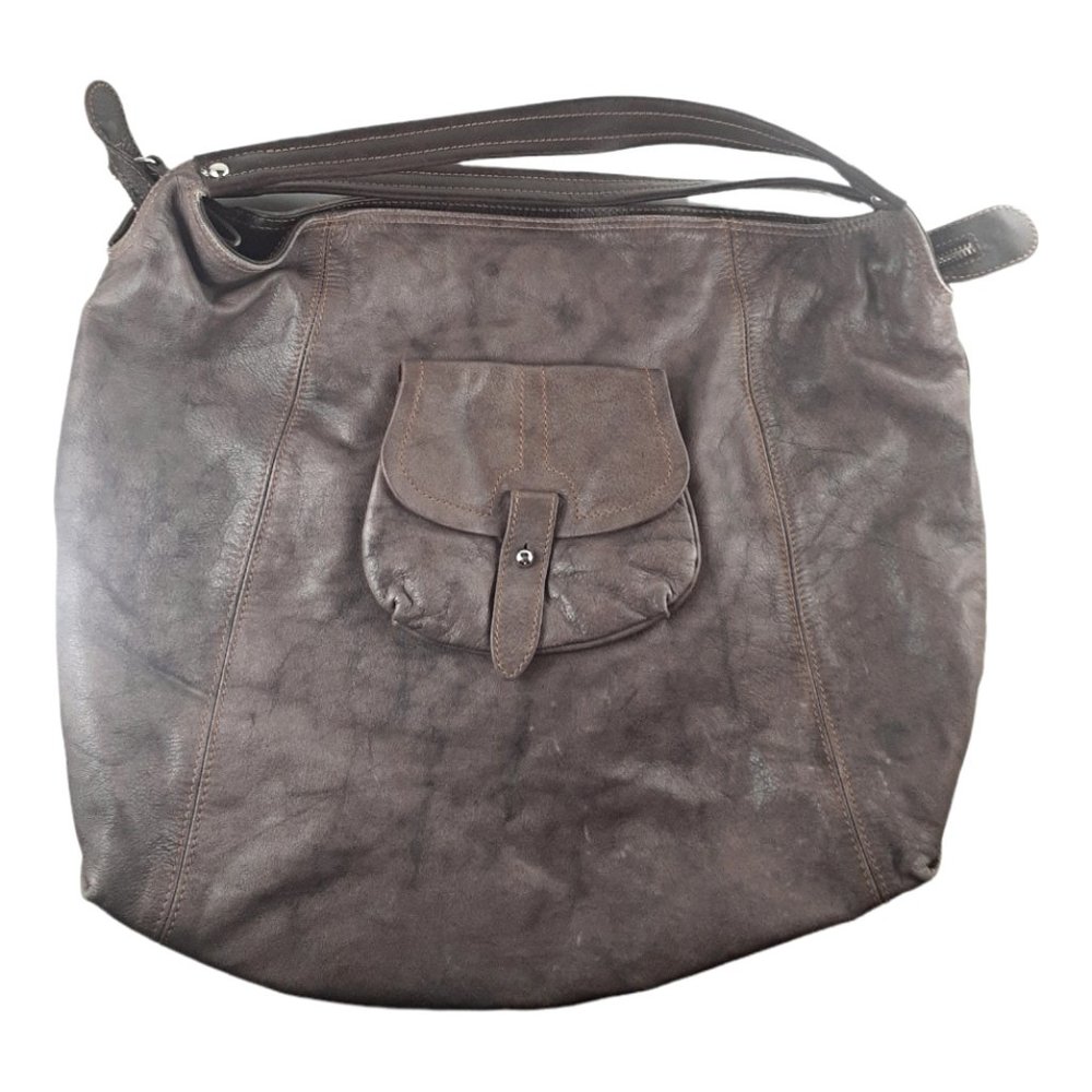Sofia C Extra Large Beautiful Brown Smooth Italian Leather Shopper Shoulder Bag - Picture 2 of 6